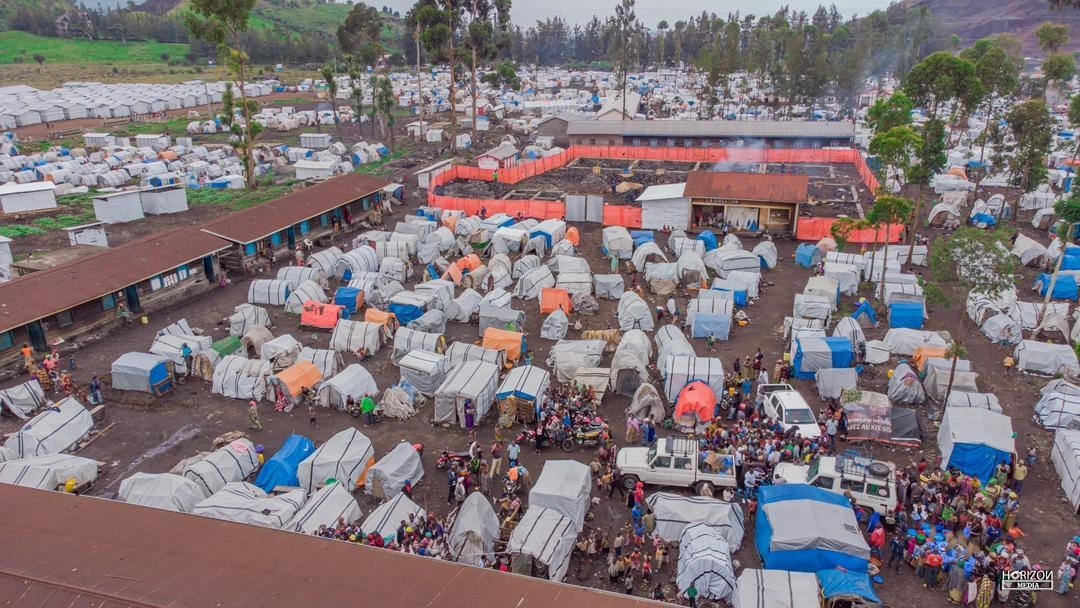 Temporary displacement site housing IDPs in Goma, North Kivu, DRC