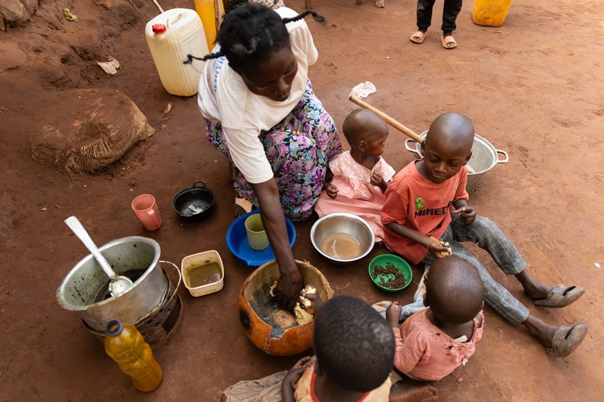 Ngalula feeds her family one meal per day.