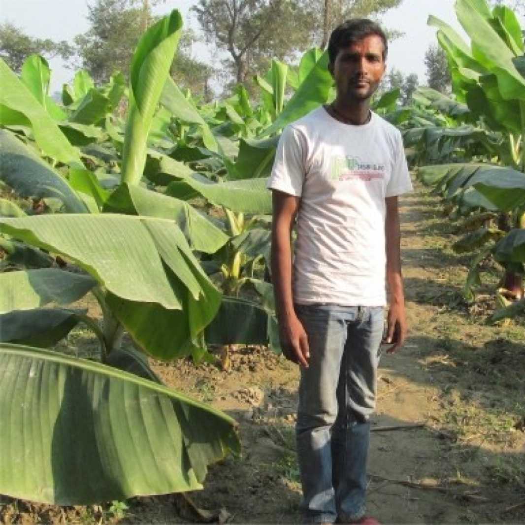 Jayantri during the early days of banana farming in 2016