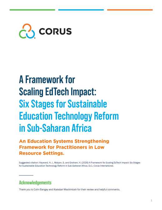 Un cadre pour amplifier l'impact des technologies éducatives : six étapes pour une réforme durable des technologies éducatives en Afrique subsaharienne