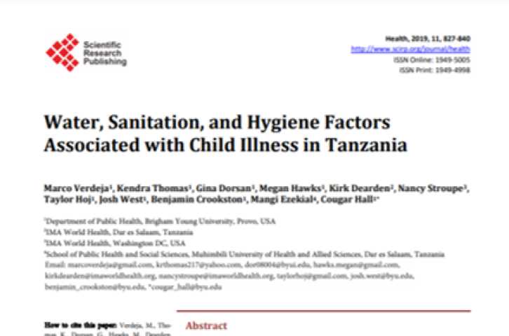 Facteurs liés à l'eau, à l'assainissement et à l'hygiène associés aux maladies infantiles en Tanzanie
