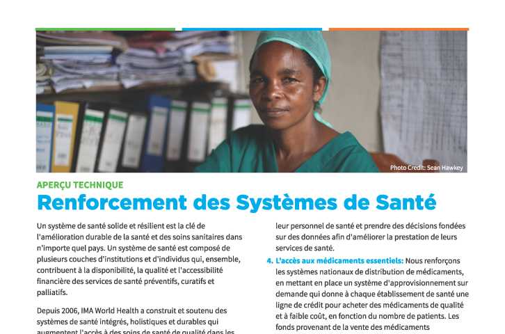 Renforcement des systèmes de santé