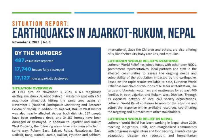Situation Report No. 1: Earthquakes in Jajarkot-Rukum, Nepal