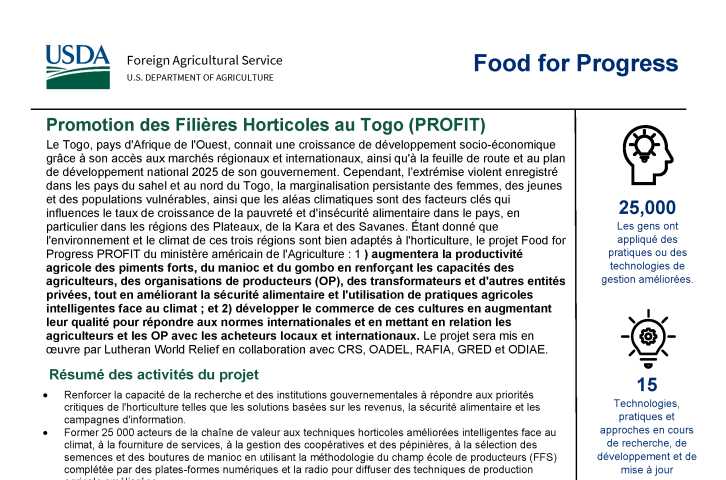 Présentation et fiche d'information du projet PROFIT