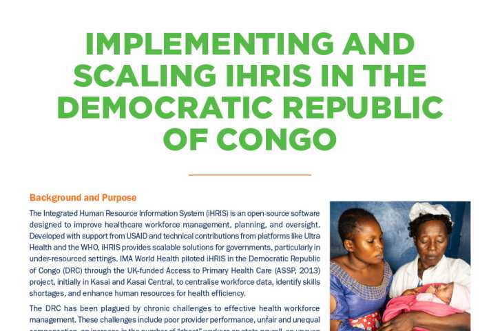 Mise en œuvre et extension de IHRIS en RDC