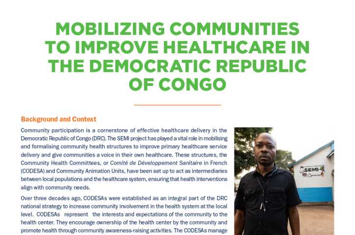 Mobiliser les communautés pour améliorer les soins de santé en RDC