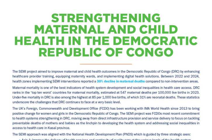 Renforcement de la santé maternelle et infantile en RDC