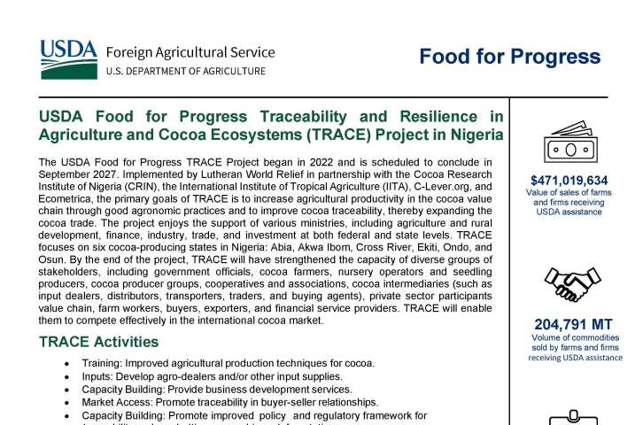 USDA Food for Progress TRACE Project Overview