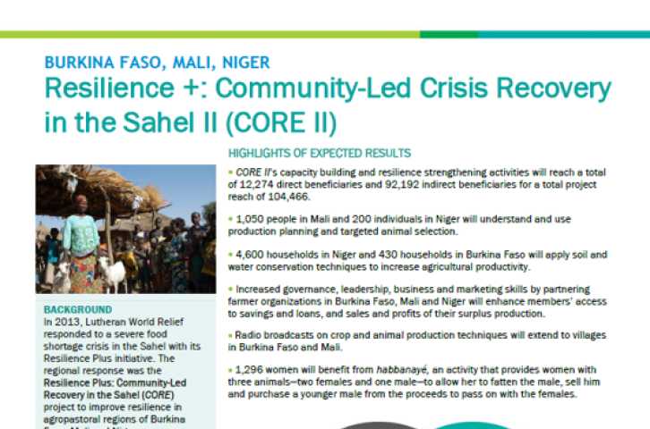 Resilience +: Community-Led Crisis Recovery in the Sahel II (CORE II)