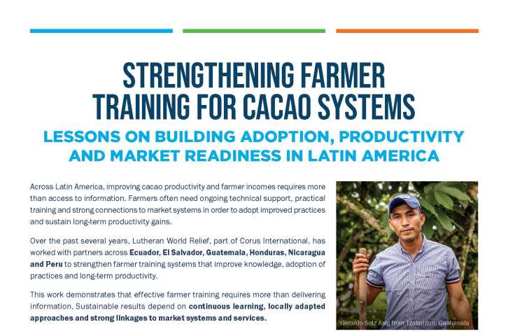 Fortalecimiento de la formación de los agricultores en los sistemas cacaoteros: lecciones sobre cómo fomentar la adopción de nuevas prácticas, la productividad y la preparación para el mercado en América Latina