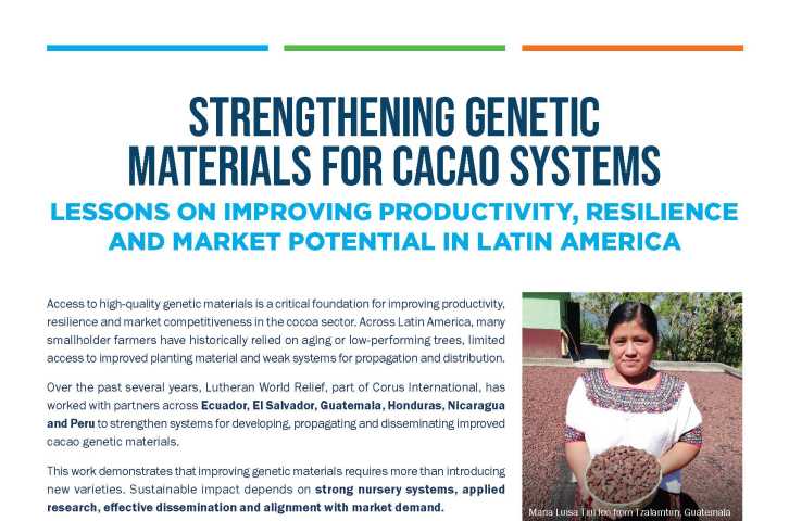 Fortalecimiento de los recursos genéticos para los sistemas cacaoteros: lecciones para mejorar la productividad, la resiliencia y el potencial de mercado en América Latina