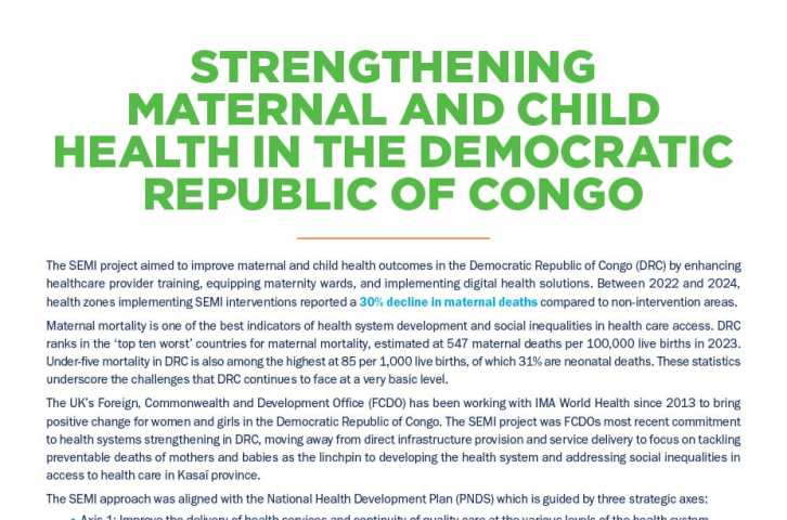 Strengthening Maternal and Child Health in the DRC