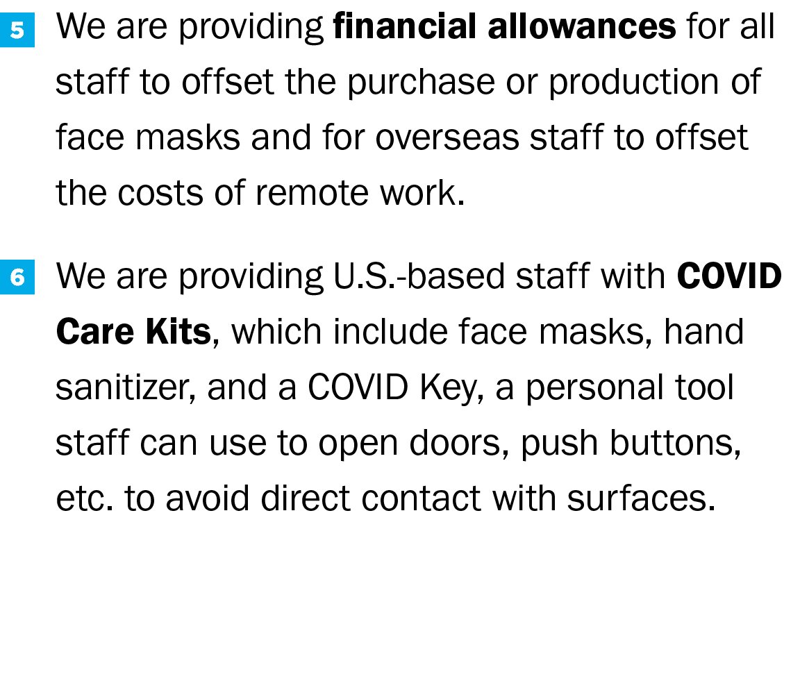 We are providing financial allowances for all staff to offset the purchase or production of face masks and for overse   