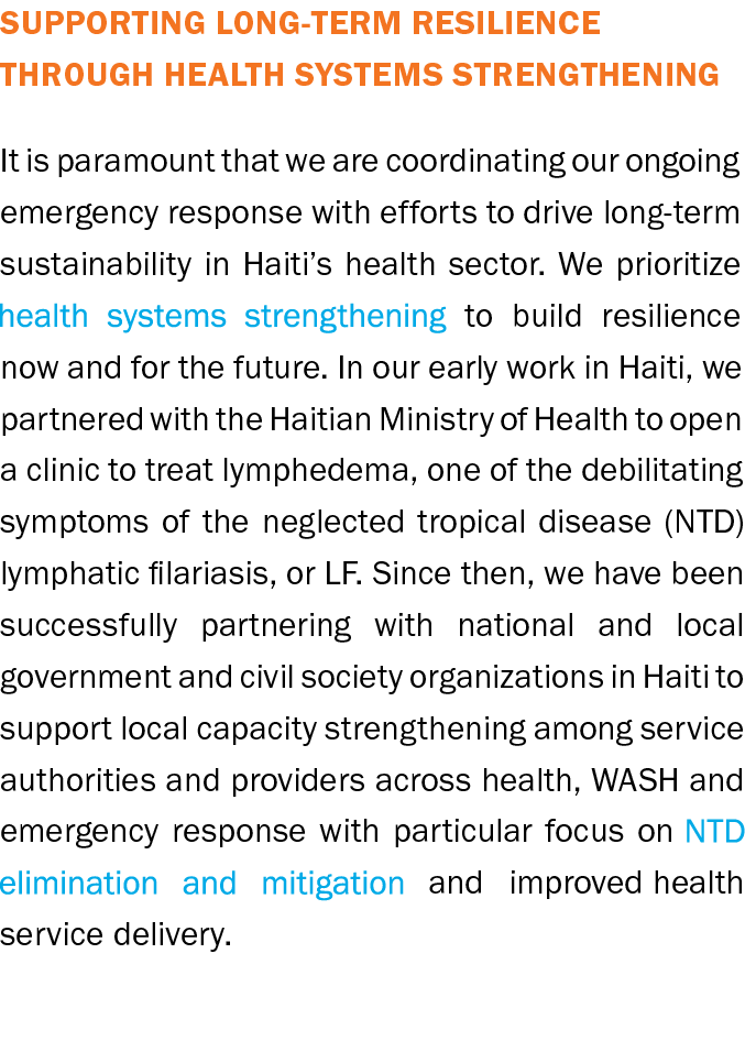 Supporting long-term resilience through health systems strengthening   It is paramount that we are coordinating our o   